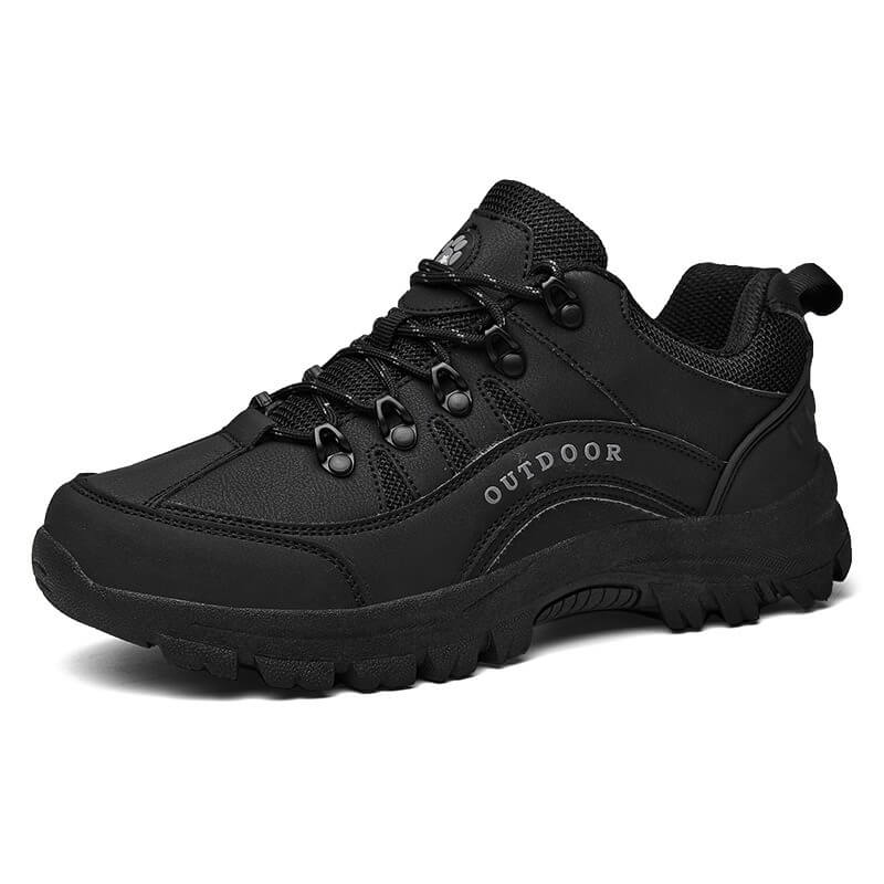 OrthoWalk Achilles - semi-orthopedische wandelschoen zwart zijaanzicht – waterafstotend en ademend
